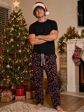 NWOT Festive Candy Cane Men's Lounge PJ Pants Size XXL
